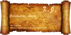 Keskeny Jenő névjegykártya
